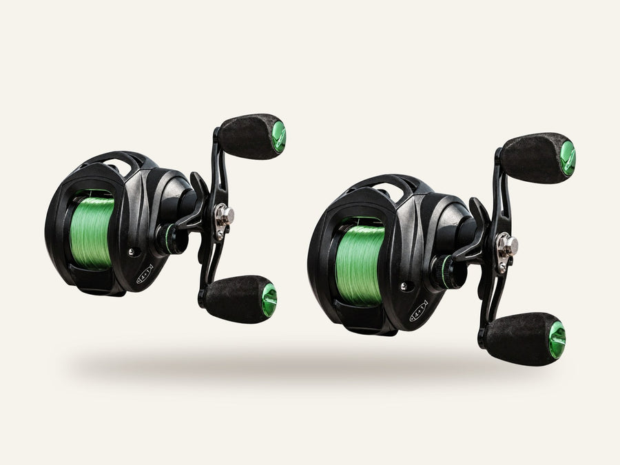 Two Obalus baitcast reels