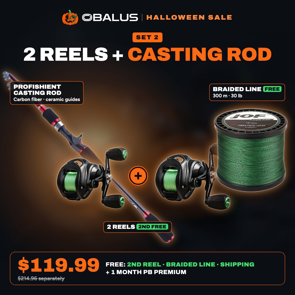 Set 2: 2 reels + casting rod